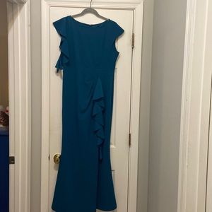 Long evening dress with ruffle
